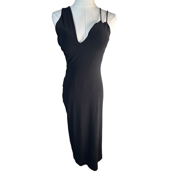 ZARA NWT Black Medium Midi Dress With Built-In Cups & Spaghetti Straps - Picture 11 of 16
